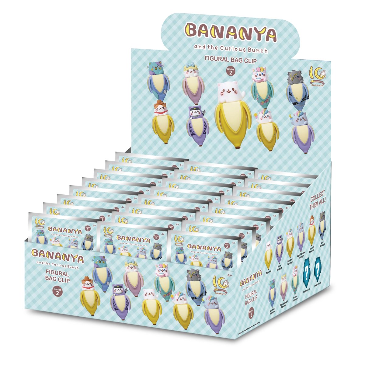 Bananya Series 2 3D Foam Bag Clip Display Case of 24