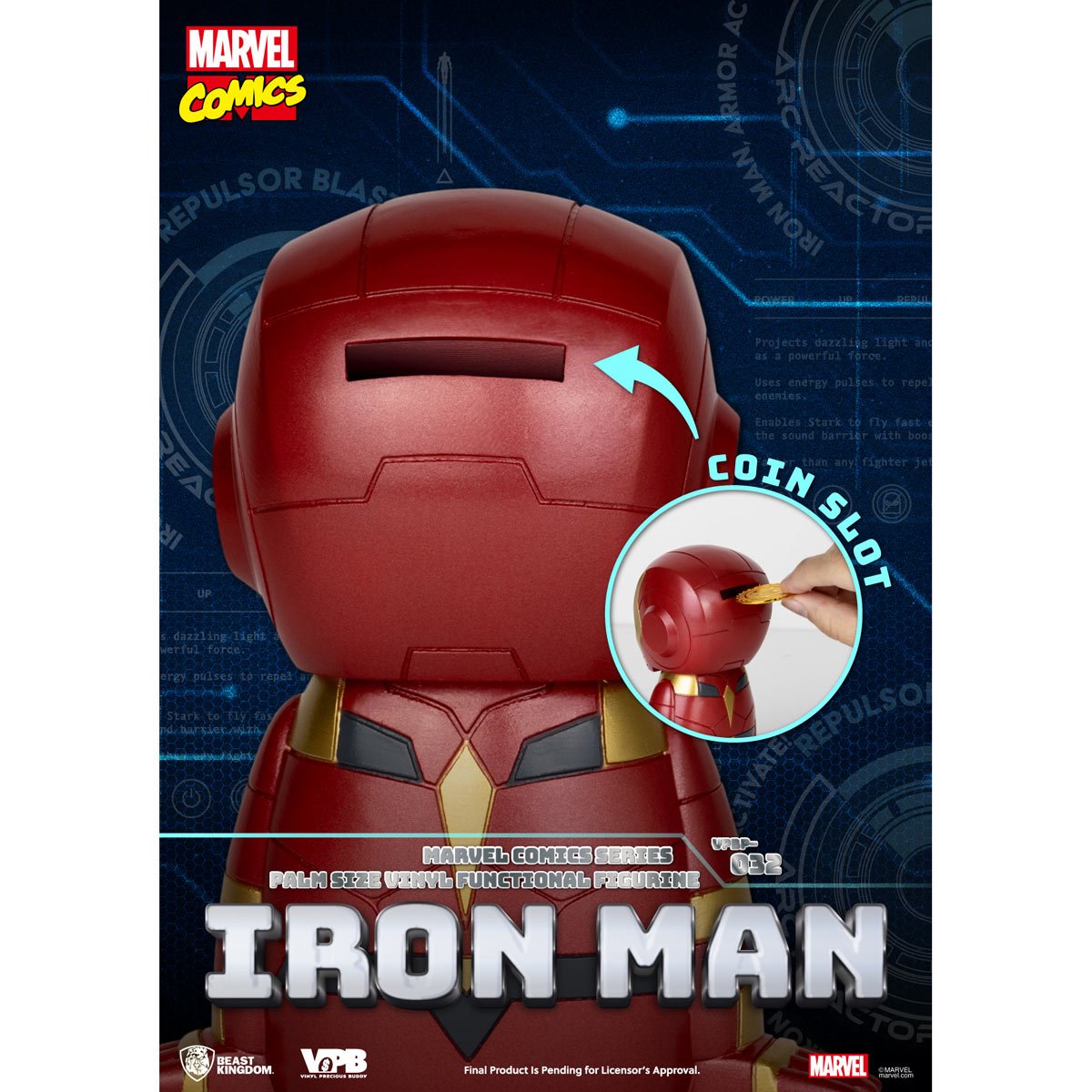 Marvel Comics Iron Man VPBP-032 Palm Size Vinyl Functional Piggy Bank