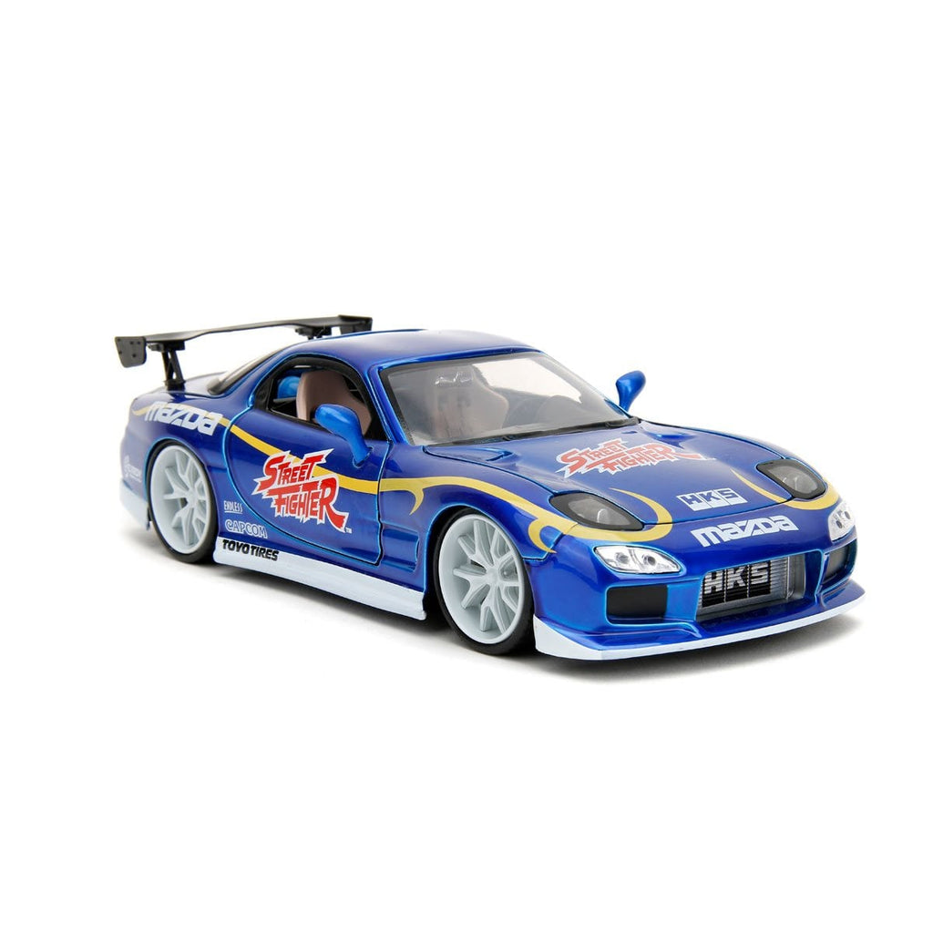 Hollywood Rides Street Fighter Chun-Li 1993 Mazda RX-7 1:24 Scale Die-Cast Metal Vehicle with Figure