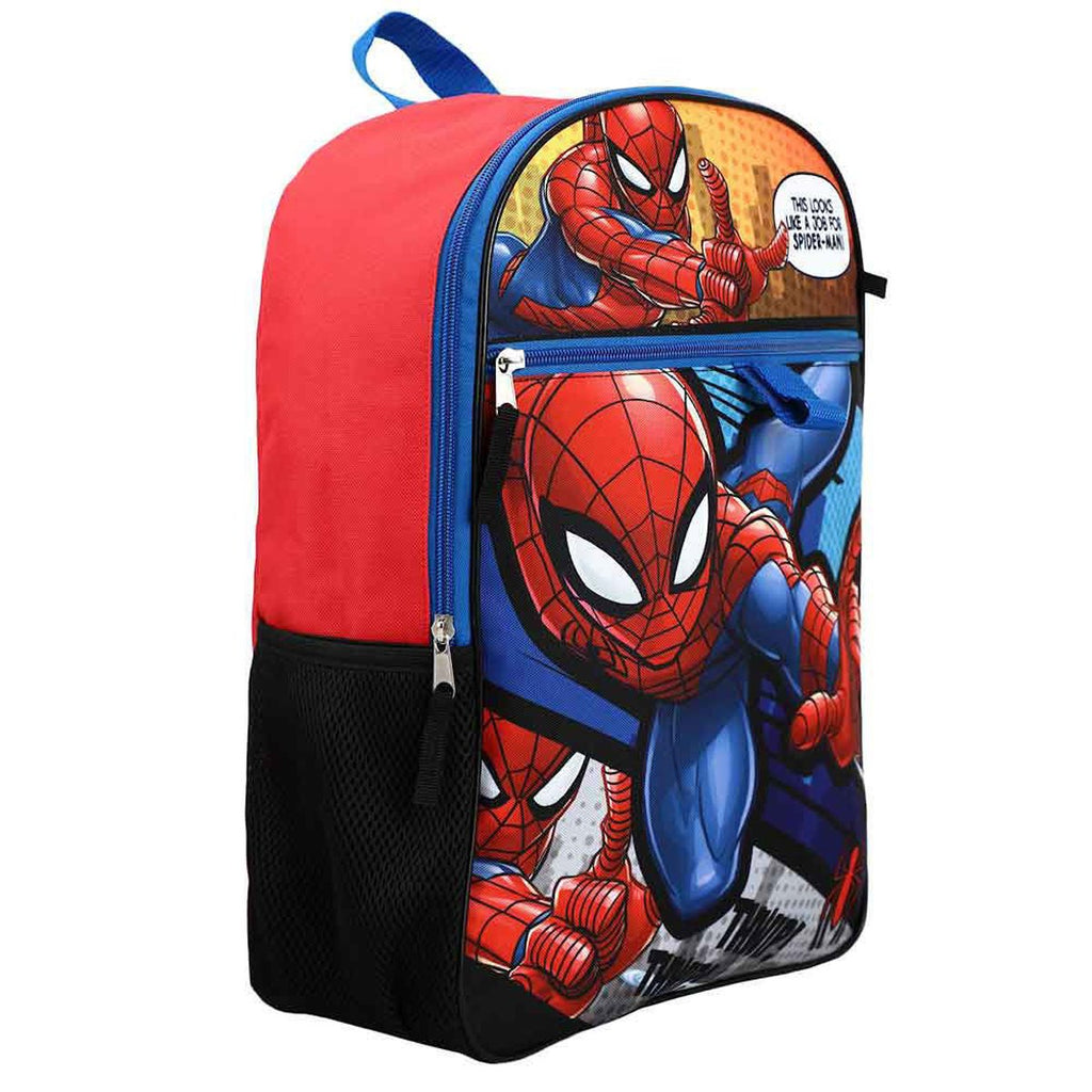 Marvel Spider-Man Comic Book Youth Backpack 6-Piece Set