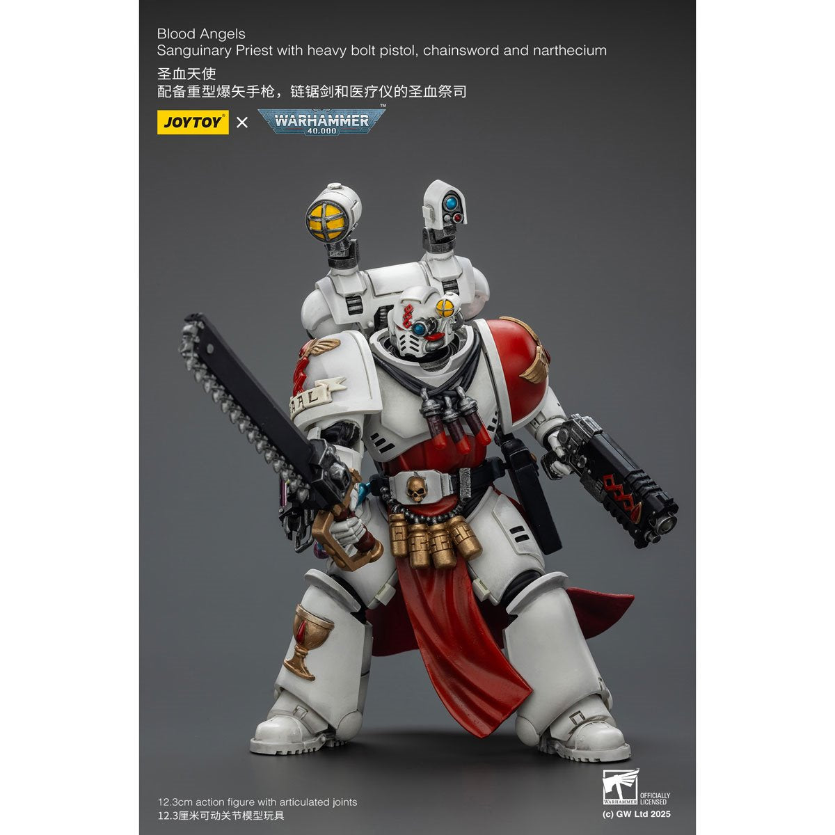 Joy Toy Warhammer 40,000 Blood Angels Sanguinary Priest Heavy Bolt Pistol Chainsword Narthecium 1:18 Scale Action Figure