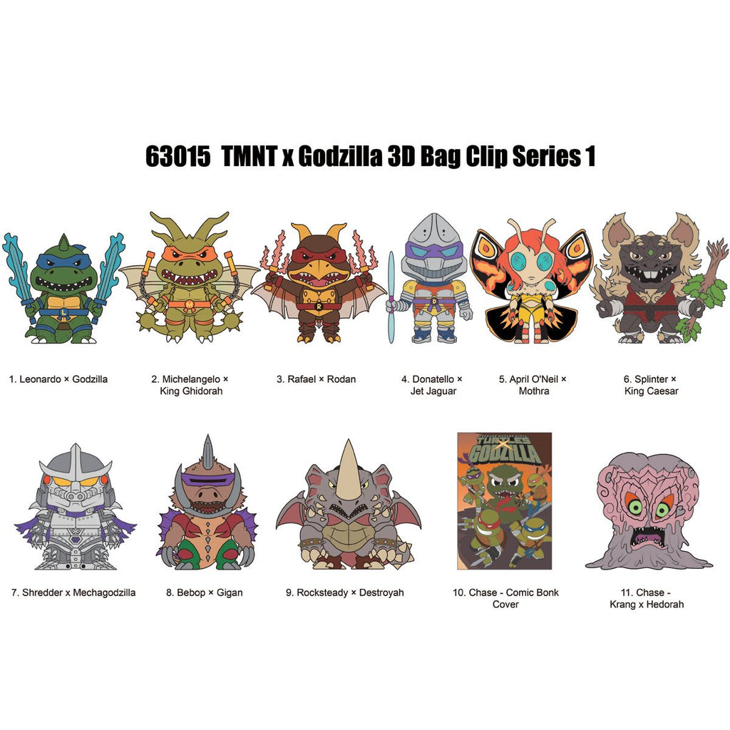 Teenage Mutant Ninja Turtles x Godzilla 3D Foam Bag Clip Random 6-Pack