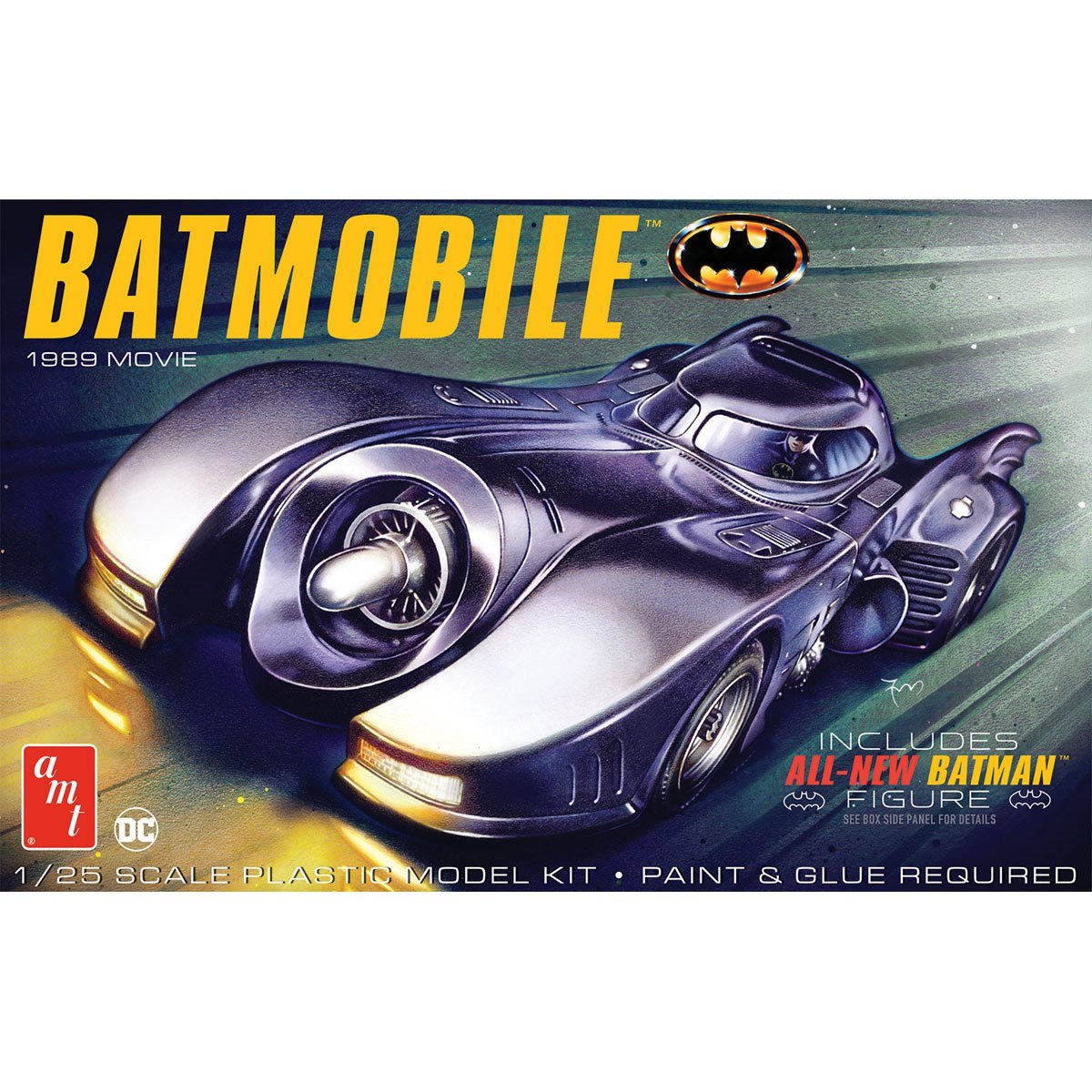 Batman 1989 Batmobile with Seated Batman Figure 1:25 Scale Model Kit