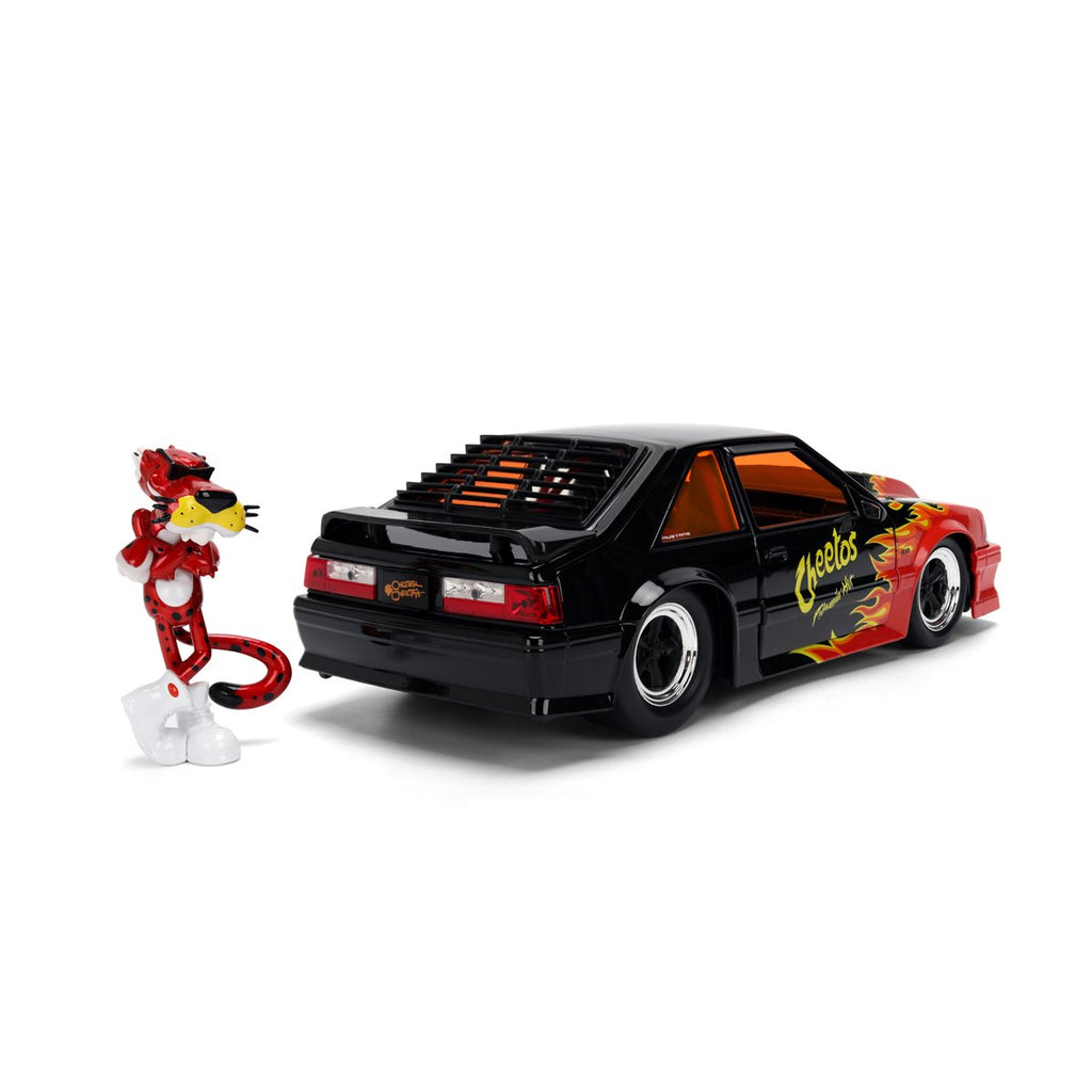 Hollywood Rides Cheetos Flamin' Hot 1989 Ford Mustang GT 1:24 Scale Die-Cast Metal Vehicle with Chester Cheetah Figure