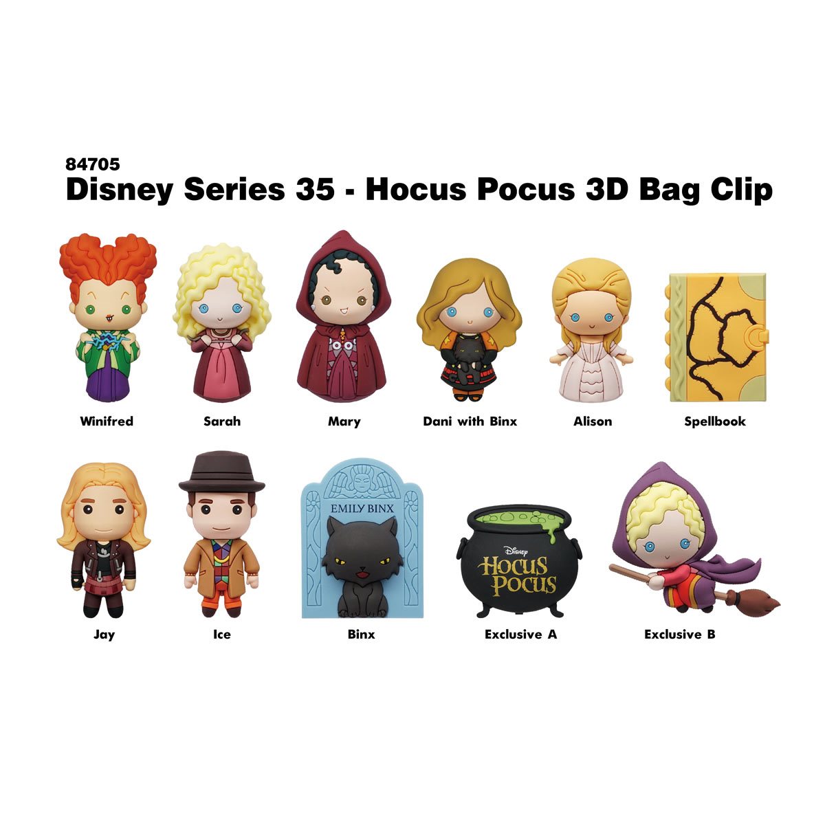 Hocus Pocus Figural Bag Clip Display Case of 24
