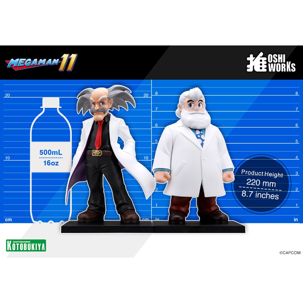 Mega Man 11 Dr. Wily & Dr. Light Oshi Works Statue