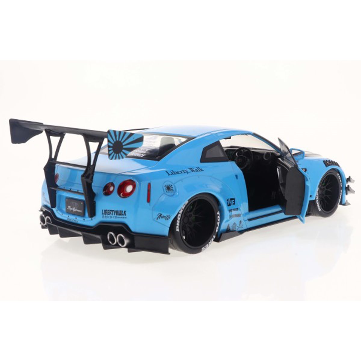 2024 Nissan GT-R R35 Baby Blue Liberty Walk Version 2.0 Body Kit 1:18 Scale Die-Cast Metal Vehicle