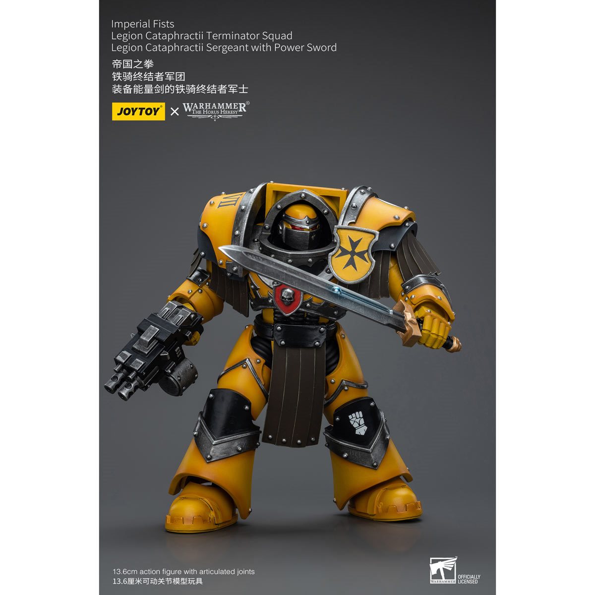 Joy Toy Warhammer 40,000 Imperial Fists Cataphractii Terminator Sergeant with Power Sword 1:18 Scale Action Figure