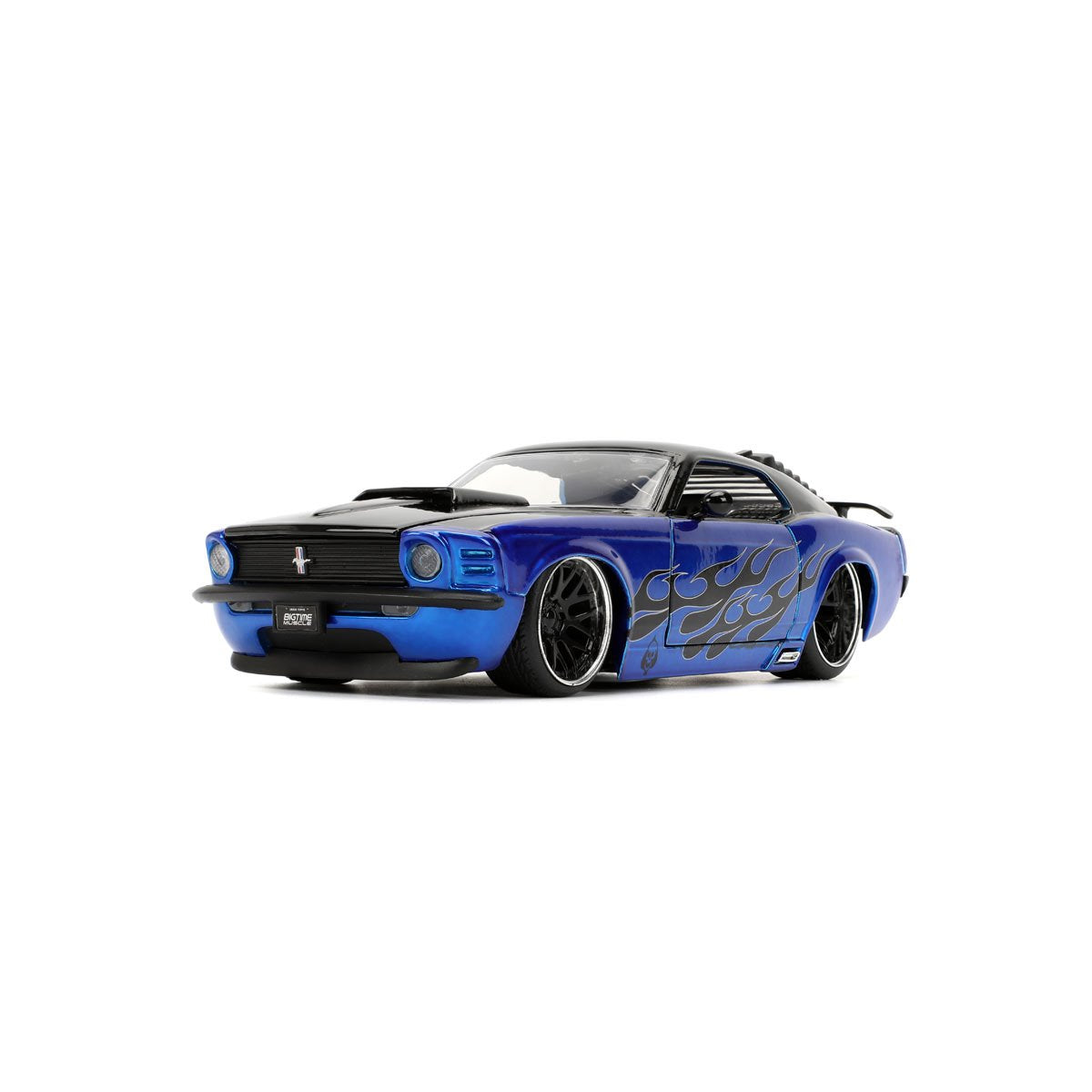 Bigtime Muscle 1970 Ford Mustang Boss 429 Blue Candy Blue with Flames 1:24 Scale Die-Cast Metal Vehicle