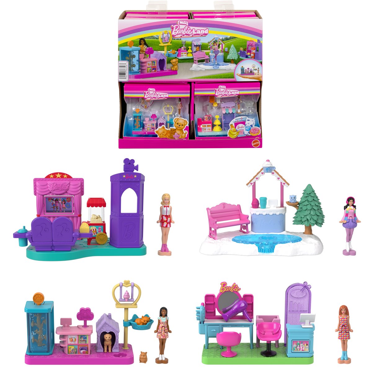 Mini BarbieLand Doll and Playset Display Case of 8