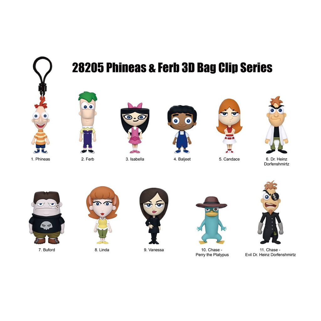 Phineas and Ferb 3D Foam Bag Clip Random 6-Pack