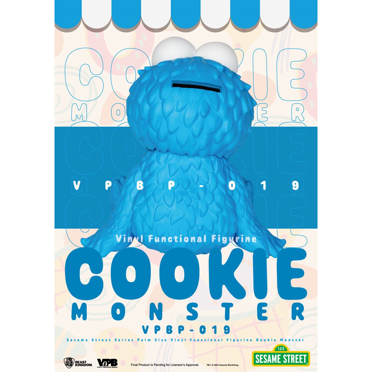 Sesame Street Series Cookie Monster VPBP-019 Palm Size Vinyl Functional Piggy Bank