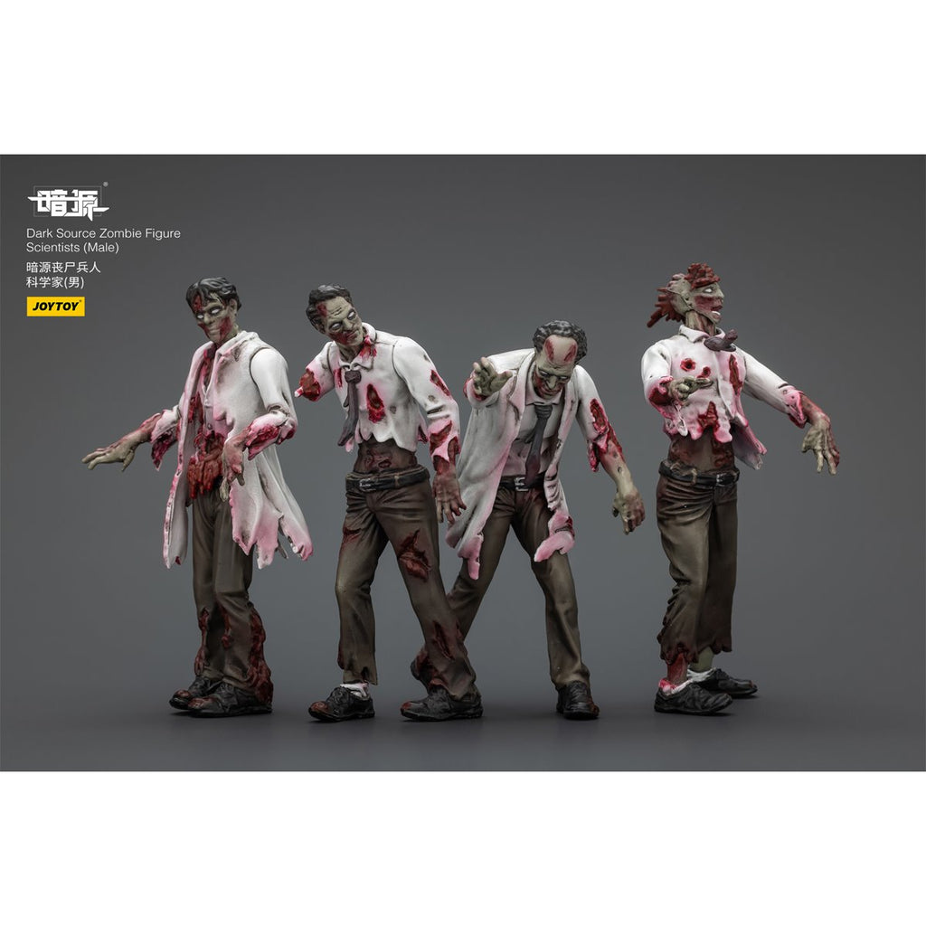 Joy Toy Dark Source Zombie Male Scientists 1:25 Scale Action Figure 4-Pack