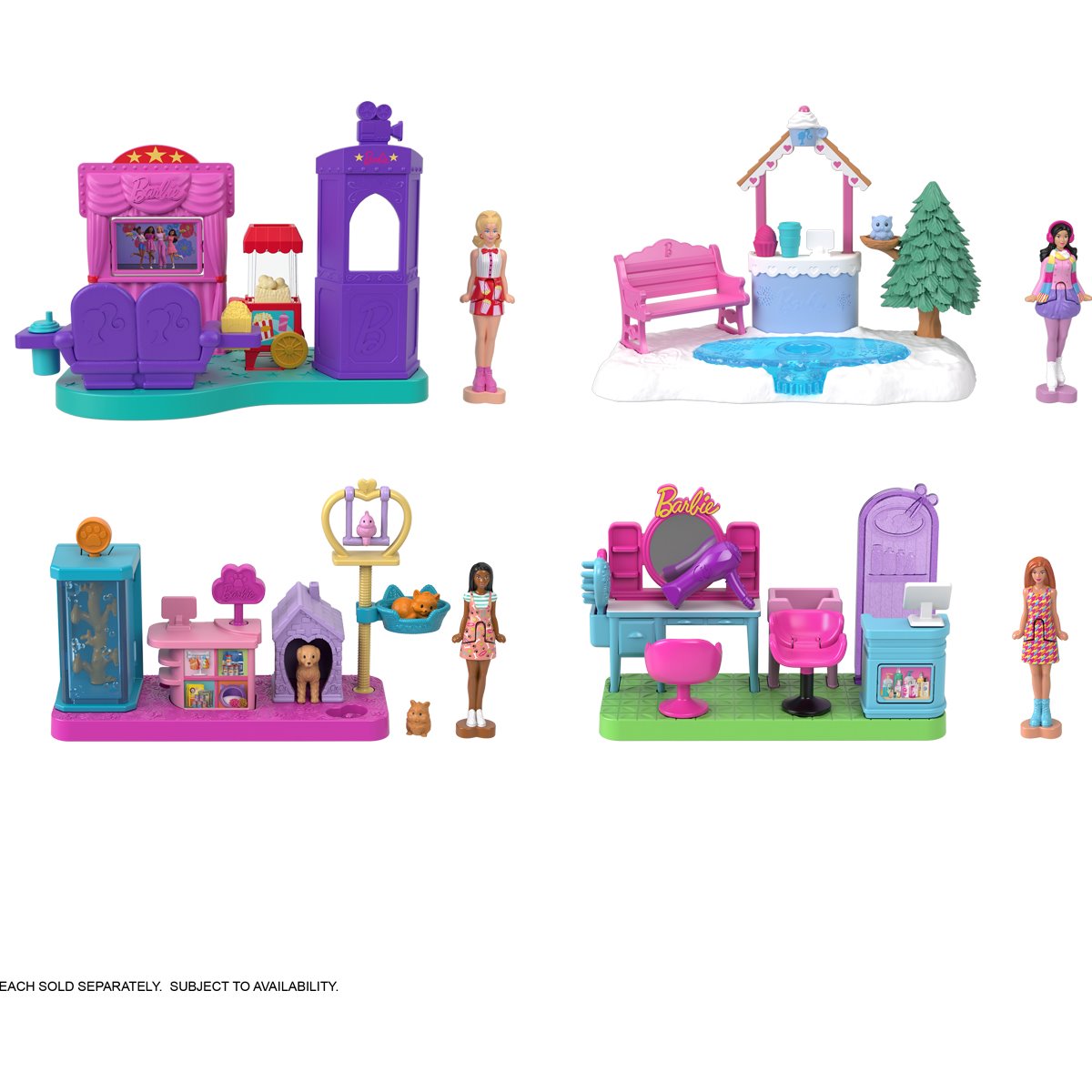 Mini BarbieLand Doll and Playset Display Case of 8