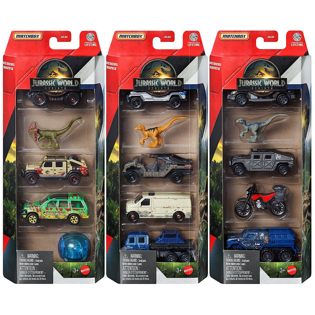 Matchbox Jurassic World 5-Pack 2025 Mix 1A Case of 12