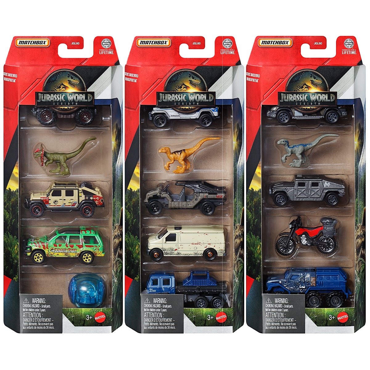 Matchbox Jurassic World 5-Pack 2025 Mix 1A Case of 12