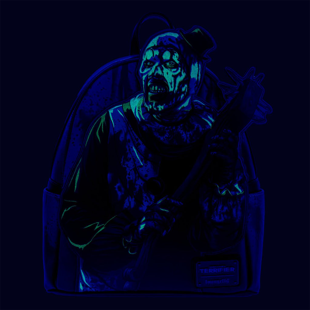 Terrifier Art the Clown Blood Splatter Glow-in-the-Dark Mini-Backpack - Entertainment Earth Exclusive