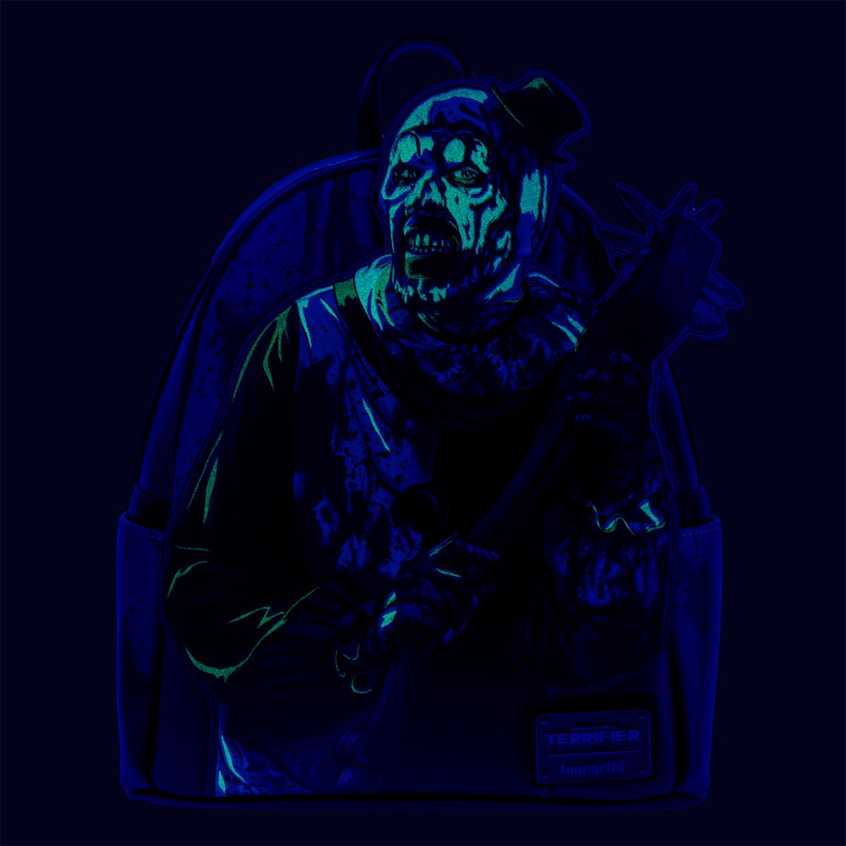 Terrifier Art the Clown Blood Splatter Glow-in-the-Dark Mini-Backpack - Entertainment Earth Exclusive