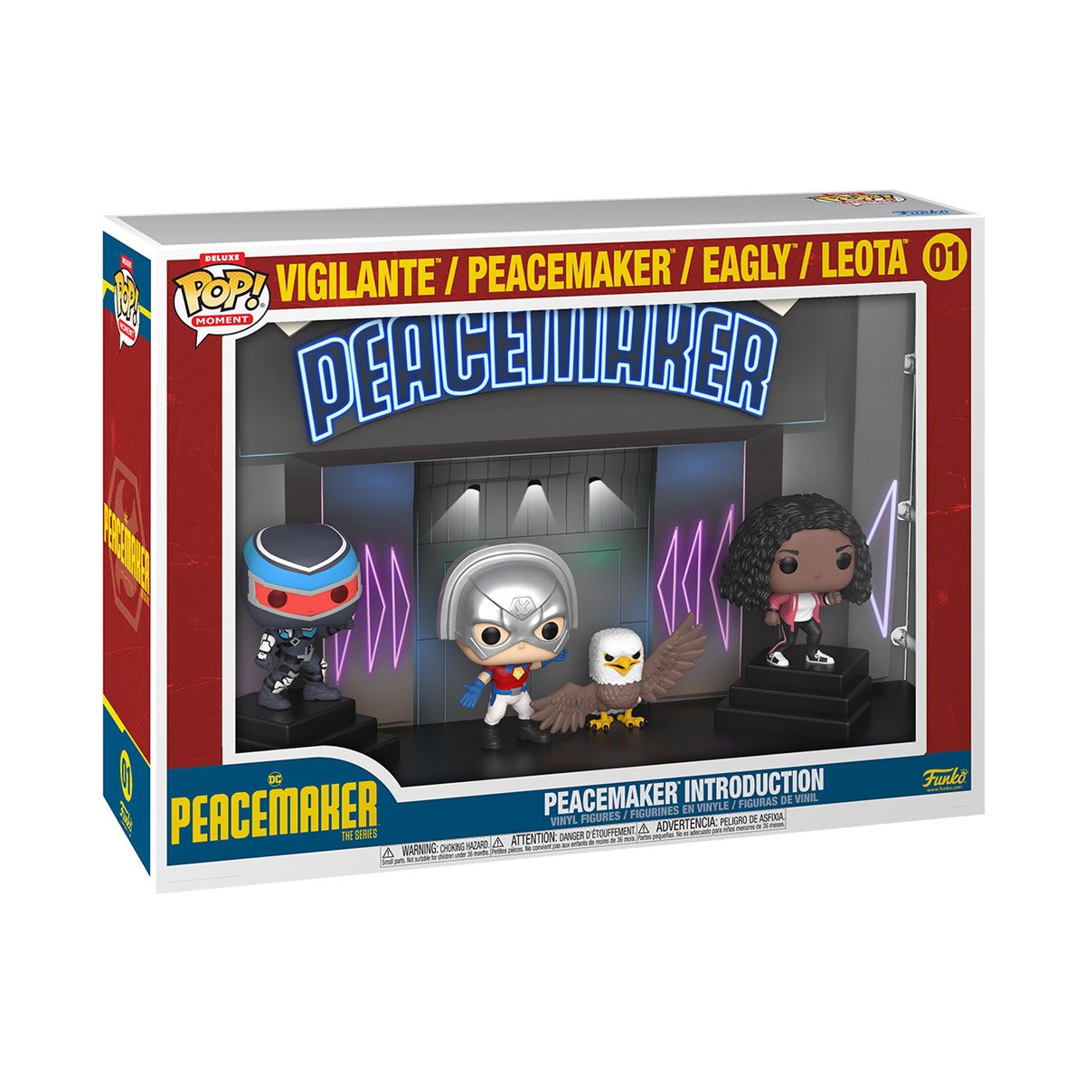 Peacemaker Introduction Vigilante Peacemaker Eagly Leota Deluxe Funko Pop! Vinyl Moment #01