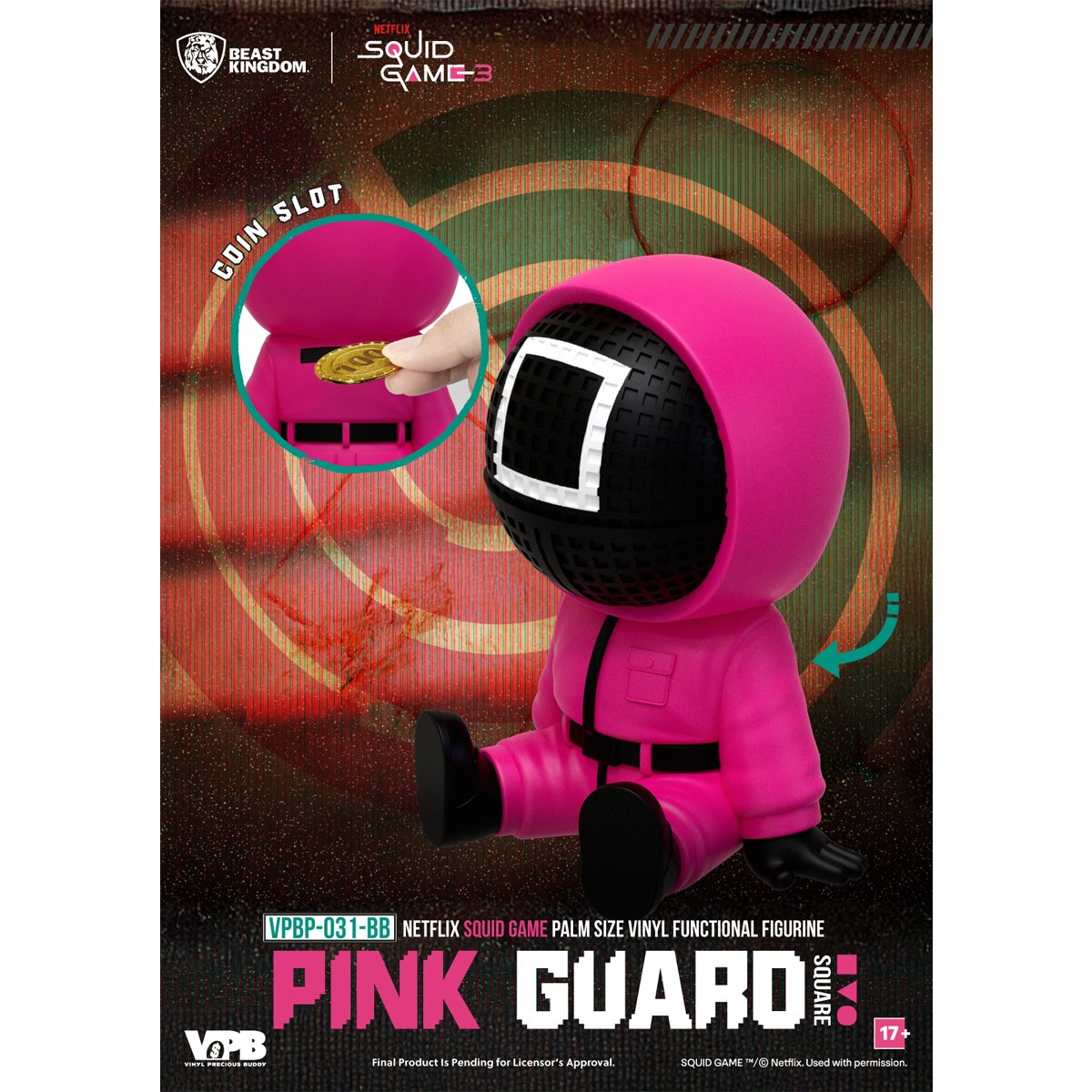 Squid Game VPBP-031 Palm Size Vinyl Functional Piggy Bank Blind Box Case of 6
