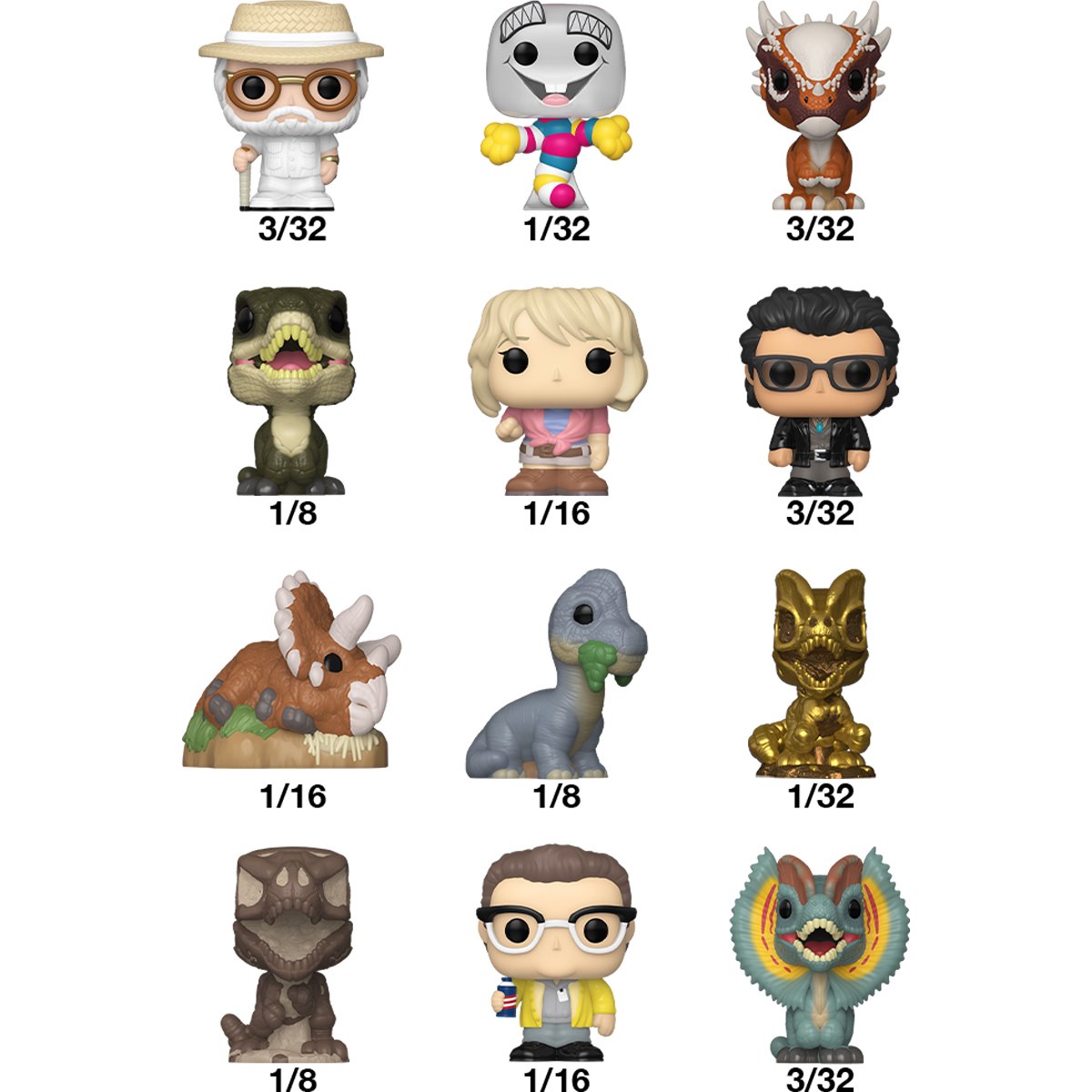 Jurassic Park Funko Bitty Pop! Singles Display Case of 32