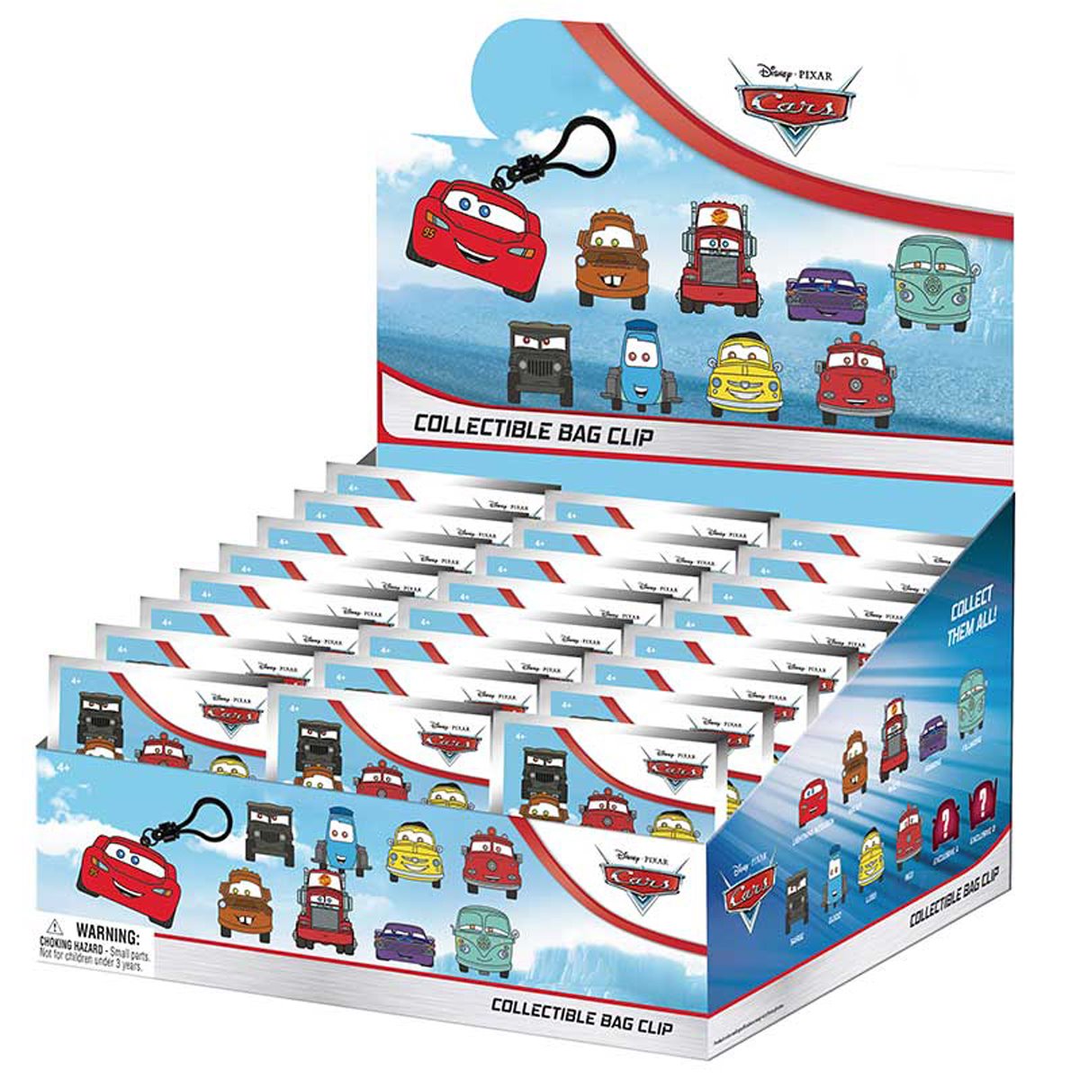 Cars 3D Foam Bag Clip Display Case of 24
