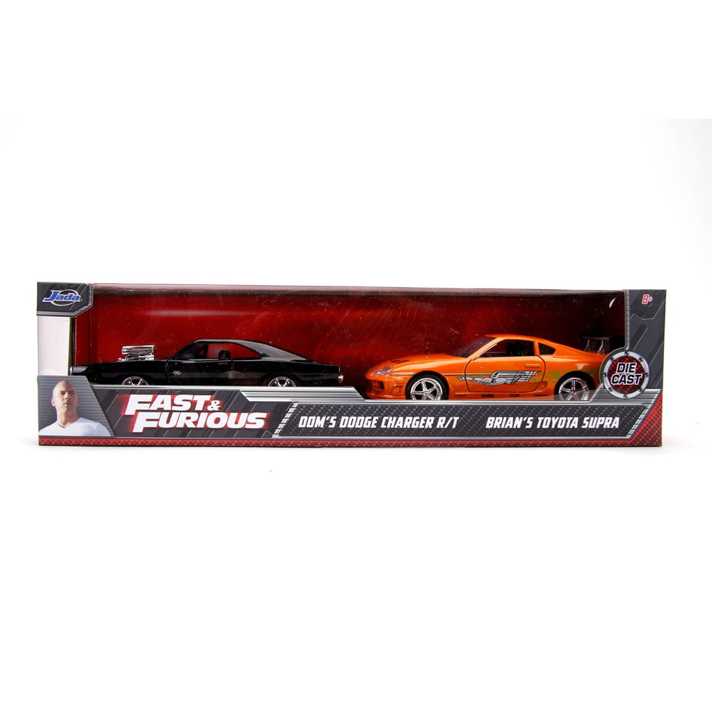 Fast and Furious Dom's Dodge Charger R/T and Brian's Toyota Supra 1:32 Scale Die-Cast Metal Vehicle 2-Pack