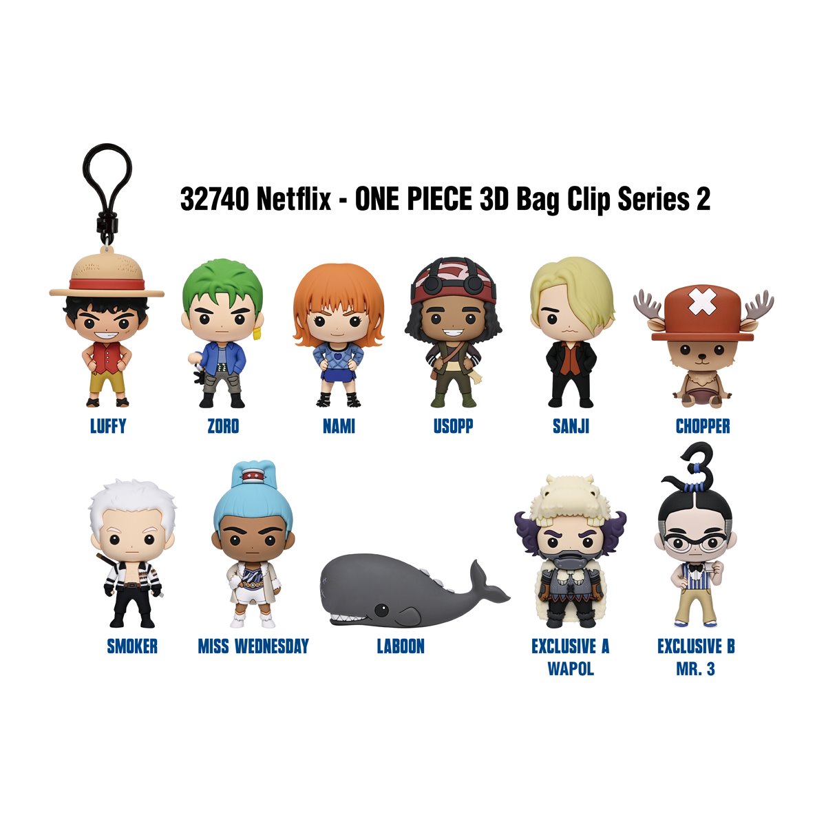 One Piece Live Action Series 2 3D Foam Bag Clip Random 6-Pack
