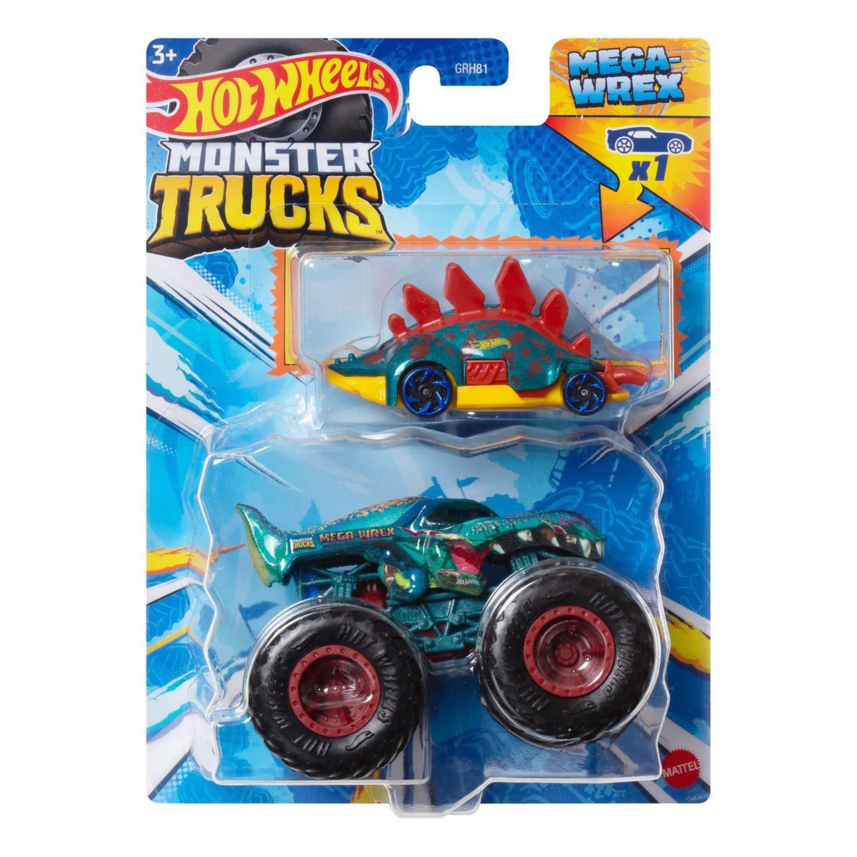 Hot Wheels Monster Truck Plus Car 1:64 Scale Vehicle 2-Pack 2024 Mix 2 Case of 8