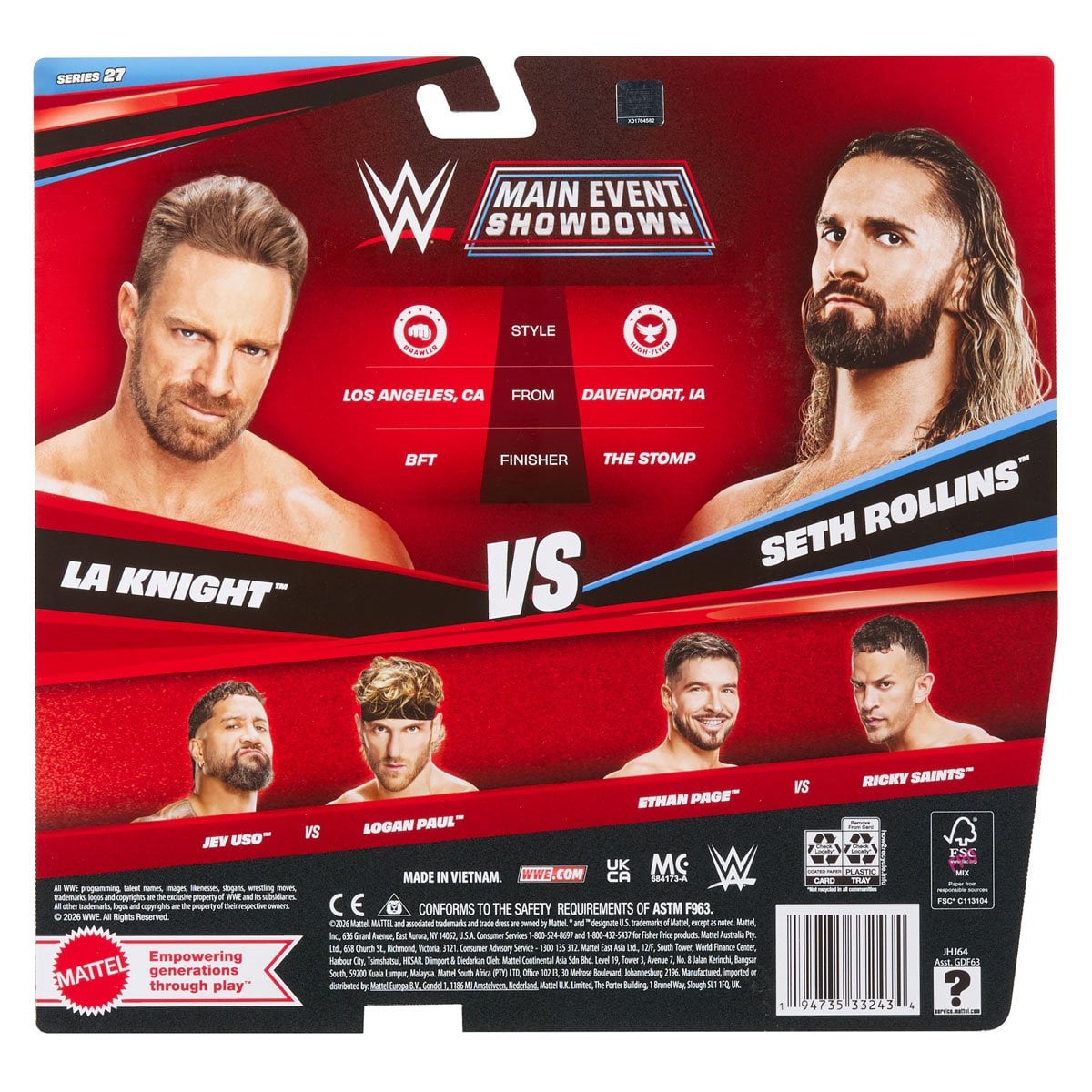 WWE Championship Showdown Series 27 Action Figure 2-Pack Case of 4
