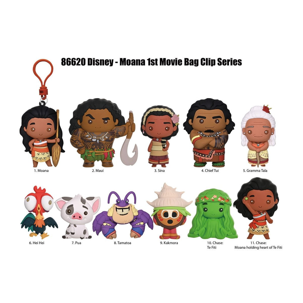 Moana Series 2 3D Foam Bag Clip Random 6-Pack