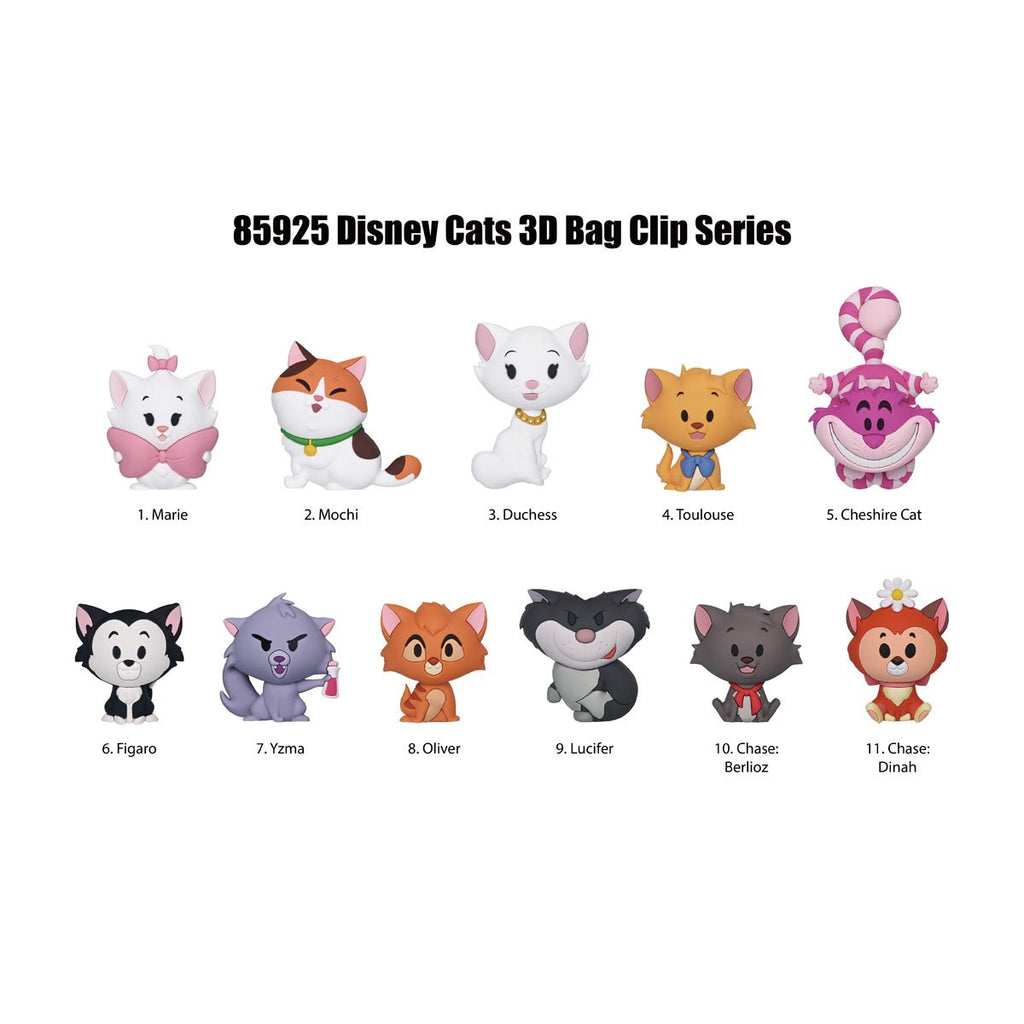 Disney Cats Series 69 3D Foam Bag Clip Random 6-Pack