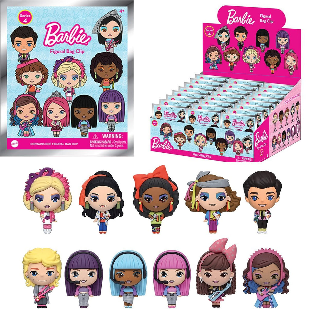 Barbie Series 4 3D Foam Bag Clip Display Case of 24
