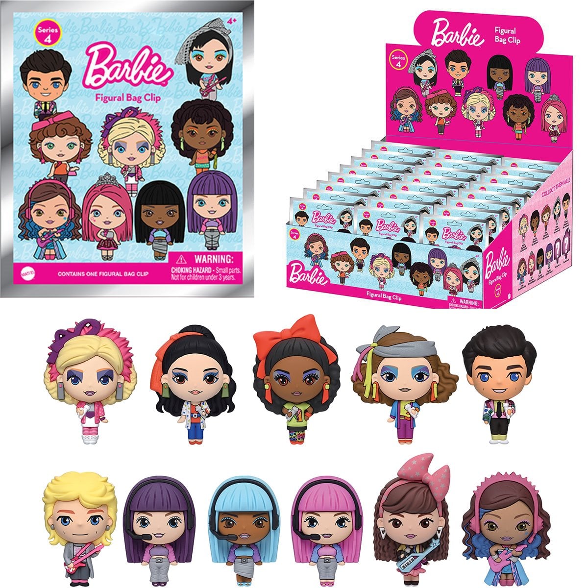 Barbie Series 4 3D Foam Bag Clip Display Case of 24