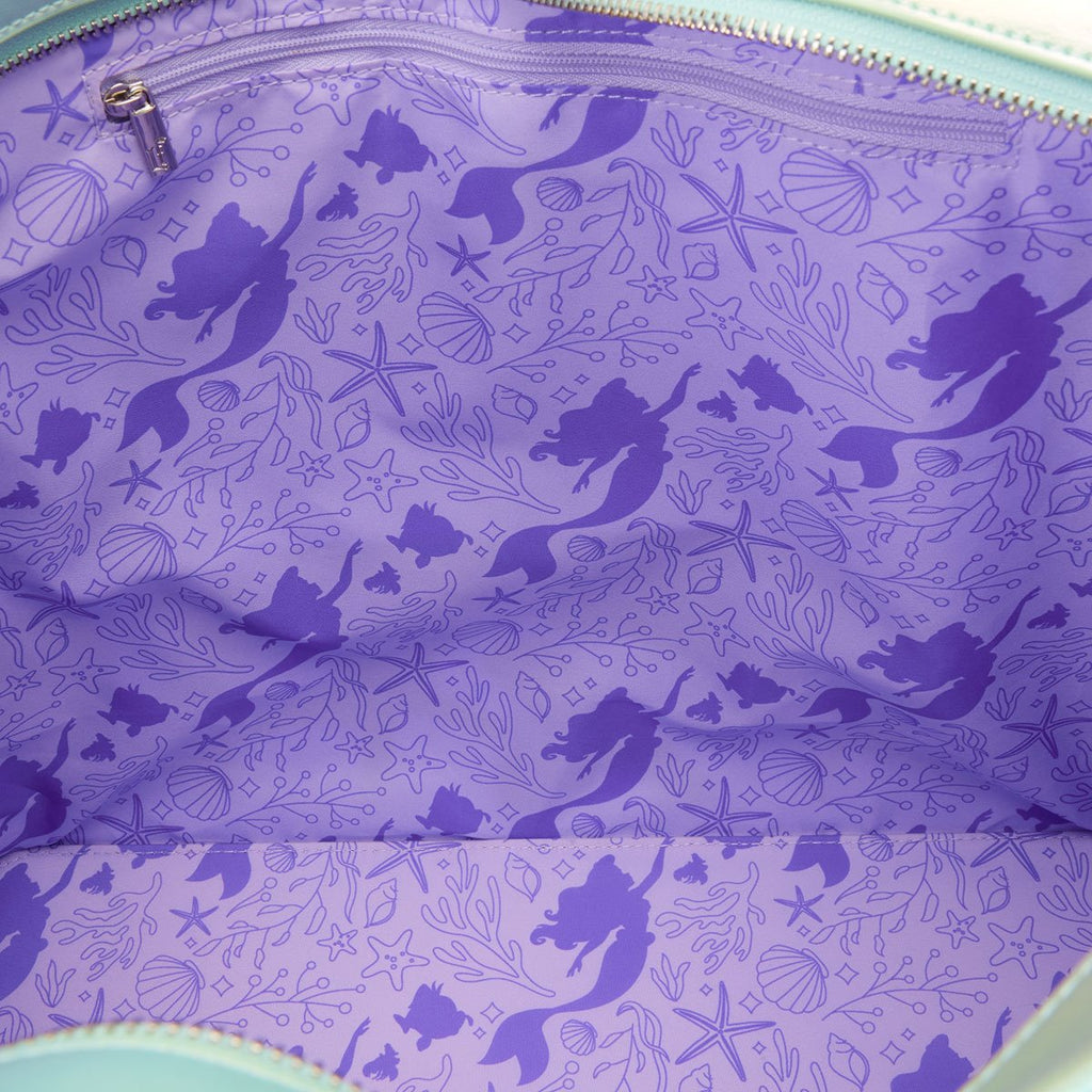 The Little Mermaid Ariel, Flounder, and Sebastian Tote Bag with Coin Bag
