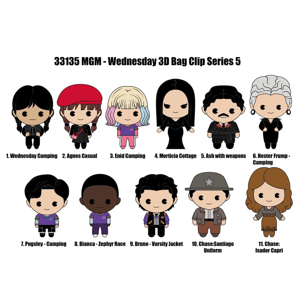 Wednesday Series 5 3D Foam Bag Clip Random 6-Pack