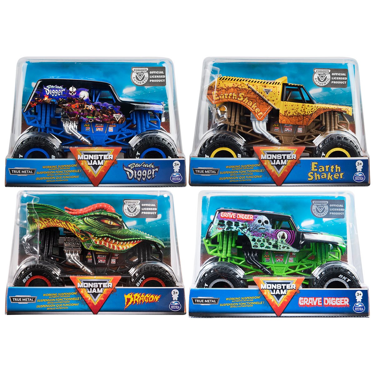 Monster Jam Monster Truck Mix 25 1:24 Scale Vehicle Case of 4
