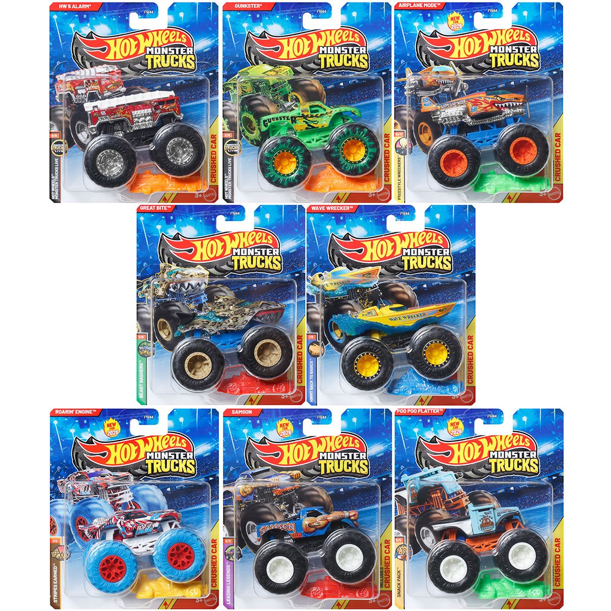 Hot Wheels Monster Trucks 1:64 Scale Vehicle 2026 Mix 6 Case of 8