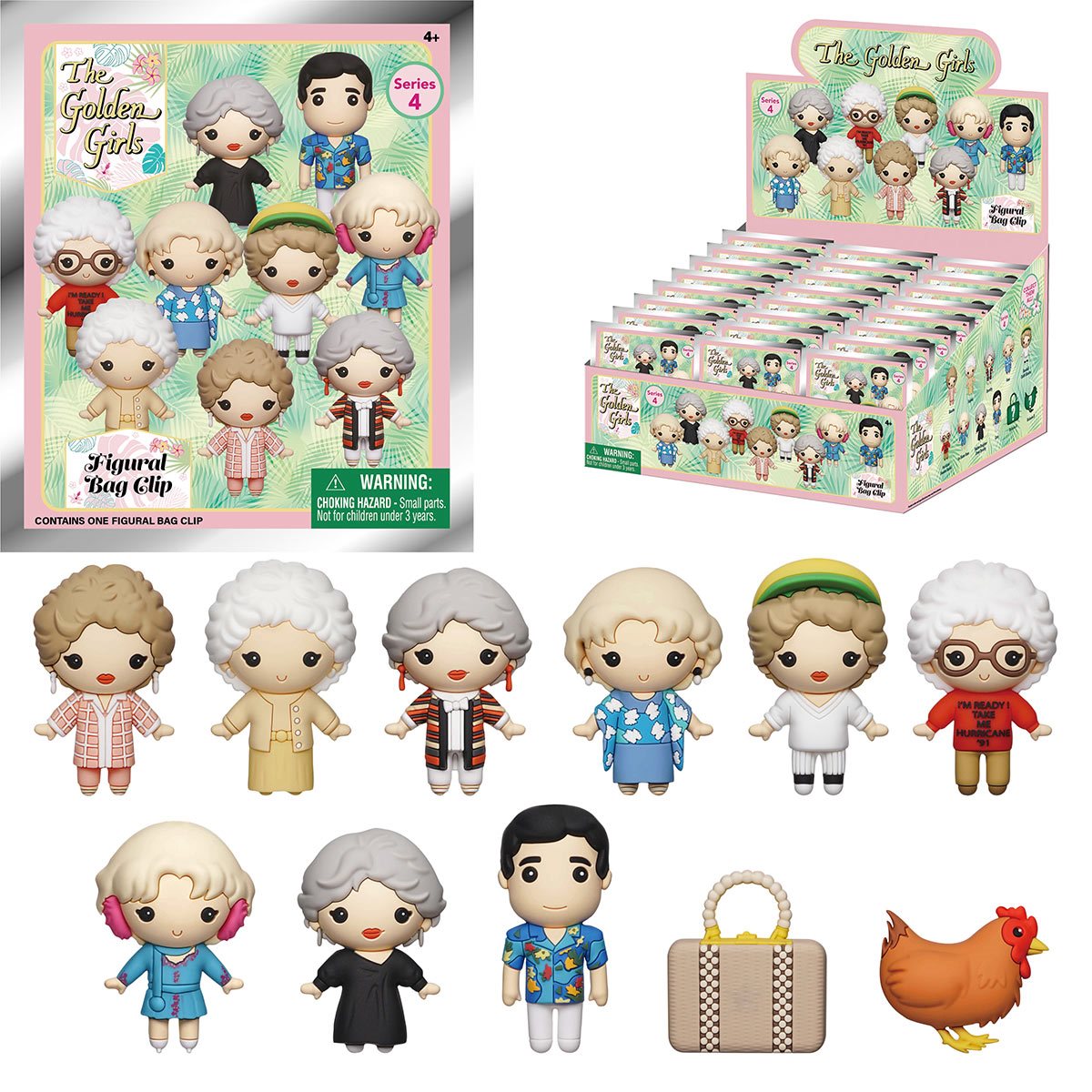 Golden Girls Series 4 3D Foam Bag Clip Display Case of 24