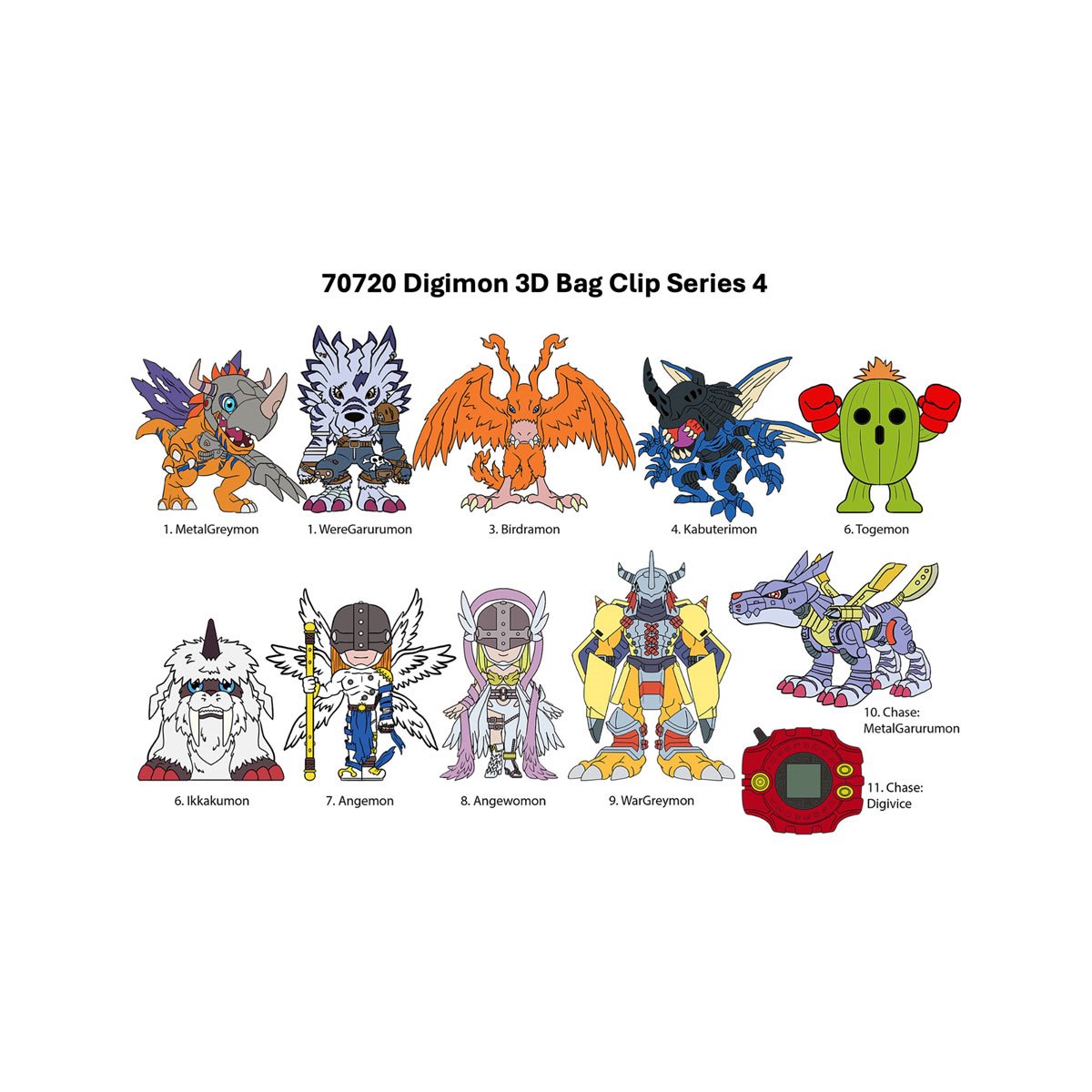 Digimon Series 4 3D Foam Bag Clip Display Case of 24
