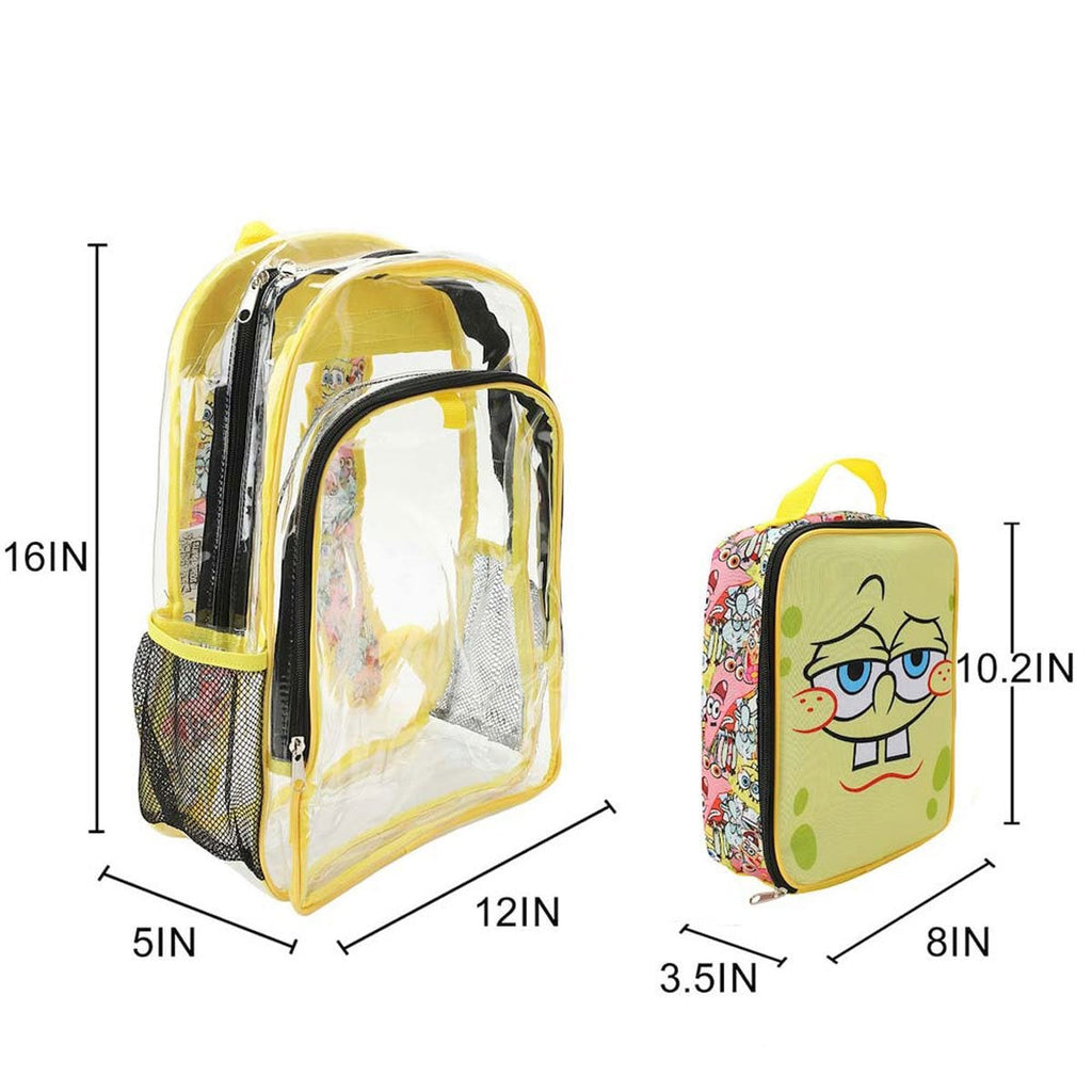 SpongeBob SquarePants Clear Youth Backpack 5-Piece Set