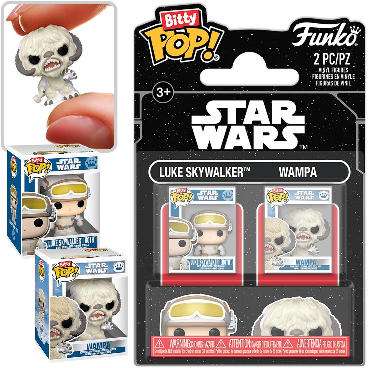 Star Wars: The Empire Strikes Back Luke Skywalker (Hoth) and Wampa Funko Bitty Pop! Mini-Figure 2-Pack