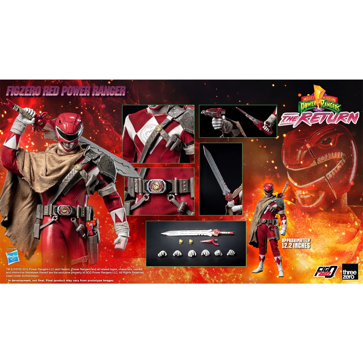 Mighty Morphin Power Rangers: The Return Red Power Ranger FigZero 1:6 Scale Action Figure