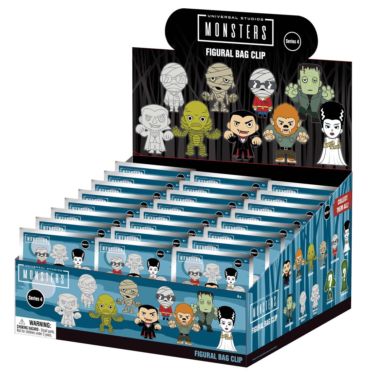 Universal Monsters Series 4 3D Foam Bag Clip Display Case of 24
