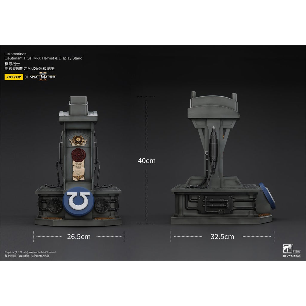 Joy Toy Warhammer 40,000 Ultramarines Lieutenant Titus' MKX 1:1 Scale Roleplay Helmet Prop Replica with Stand