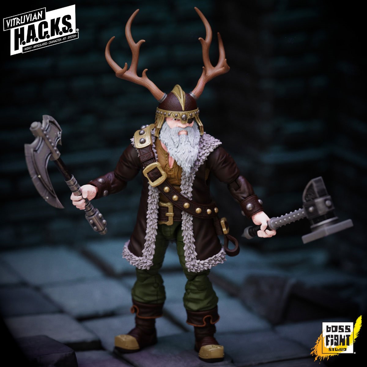 Vitruvian H.A.C.K.S. Fantasy Wave 8 Grimgrom Dwarf Mercenary 1:18 Scale Action Figure