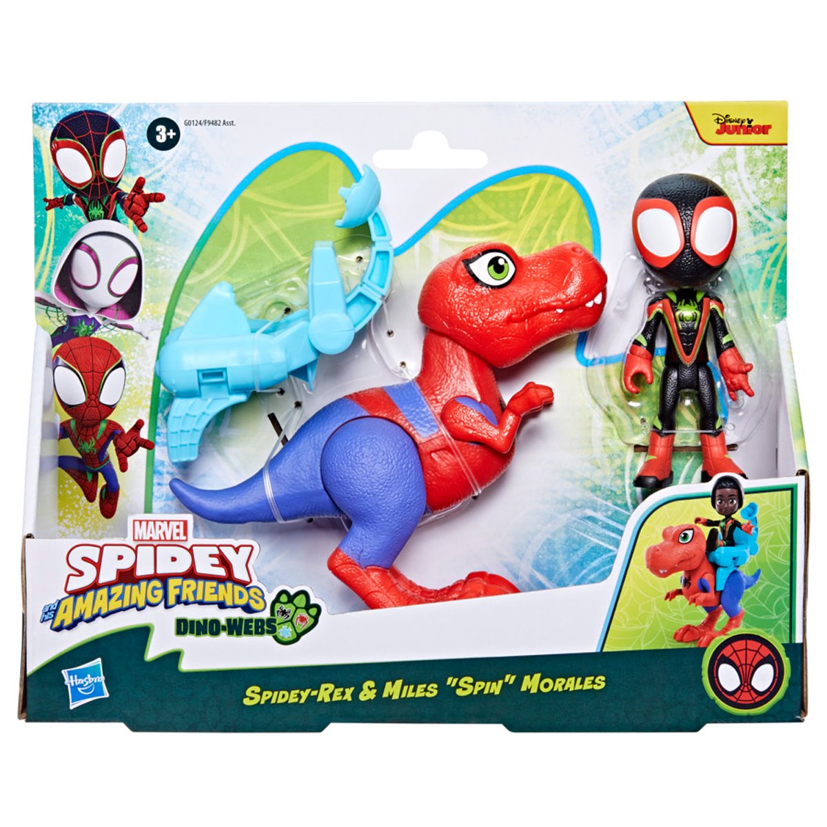 Spidey and His Amazing Friends Dino-Webs Spidey-Rex & Miles Spin Morales Figures