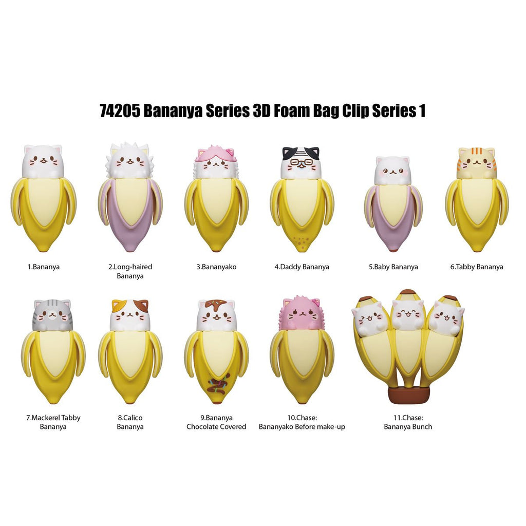 Bananya 3D Foam Bag Clip Random 6-Pack
