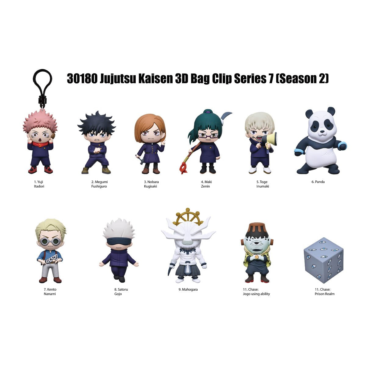 Jujutsu Kaisen Series 7 3D Foam Bag Clip Random 6-Pack