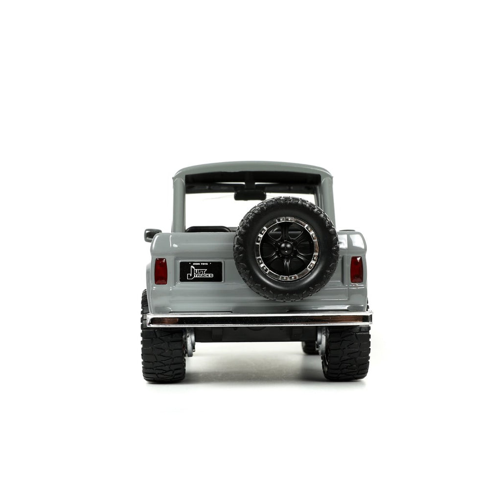 Just Trucks 1973 Ford Bronco Gray 1:24 Scale Die-Cast Metal Vehicle with Tire Rack